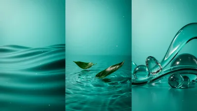 Abstract Teal Backgrounds With Water And Glass Elements