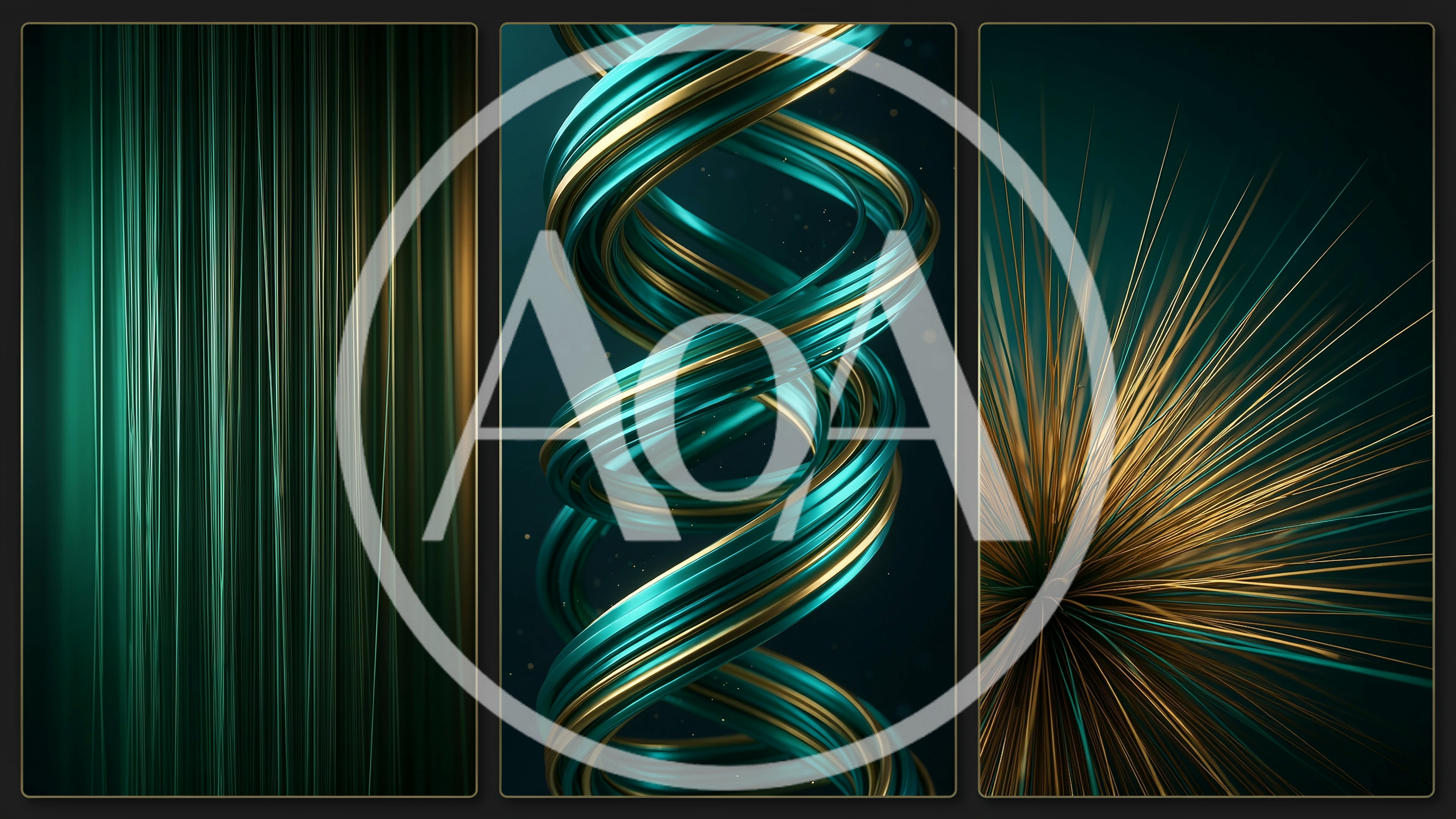 Abstract Teal and Gold Geometric 3D Renderings