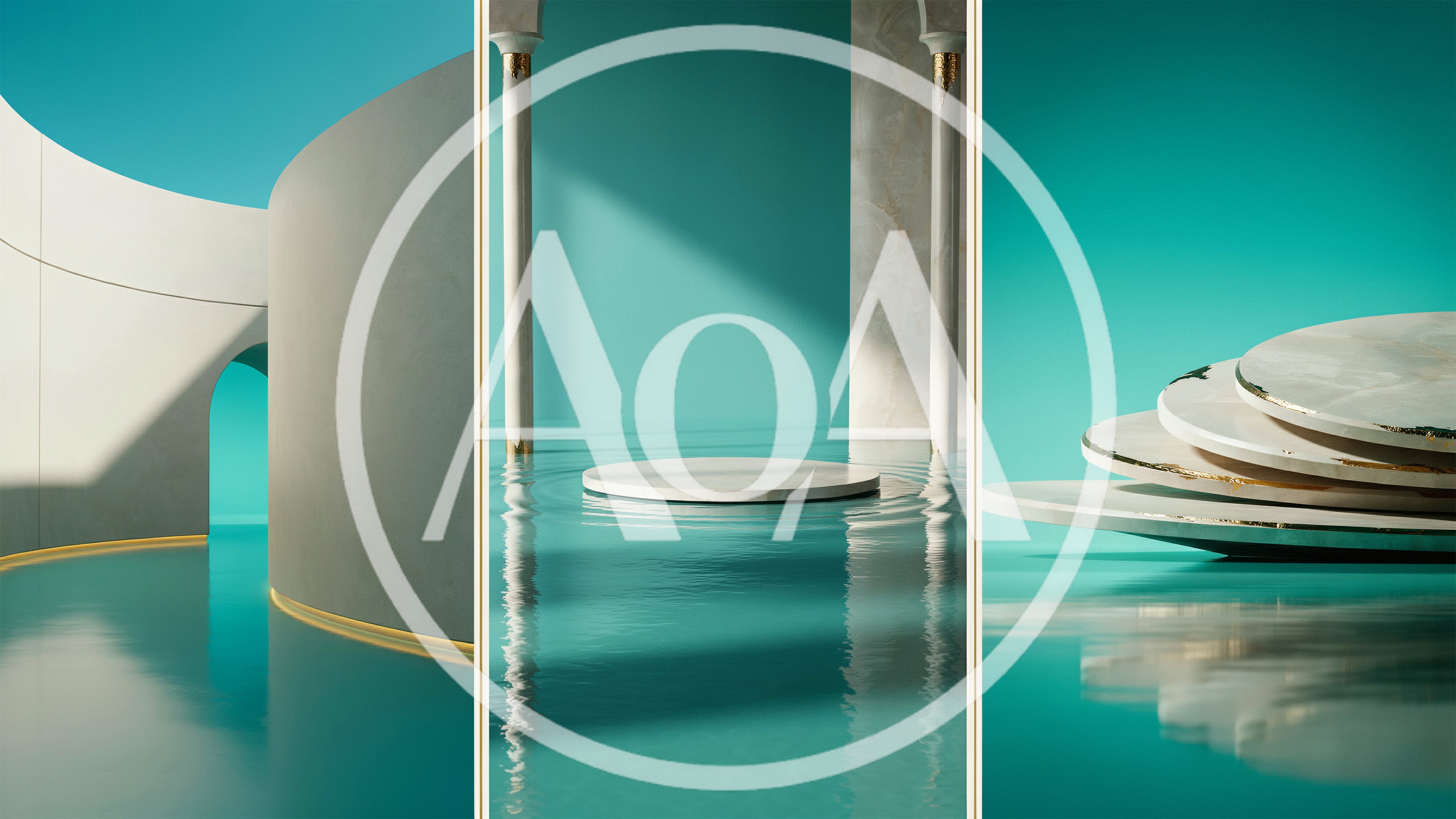 Abstract Minimalist Product Display Platforms In Teal Water