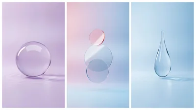 Abstract Glass Shapes Floating Over Water Ripples