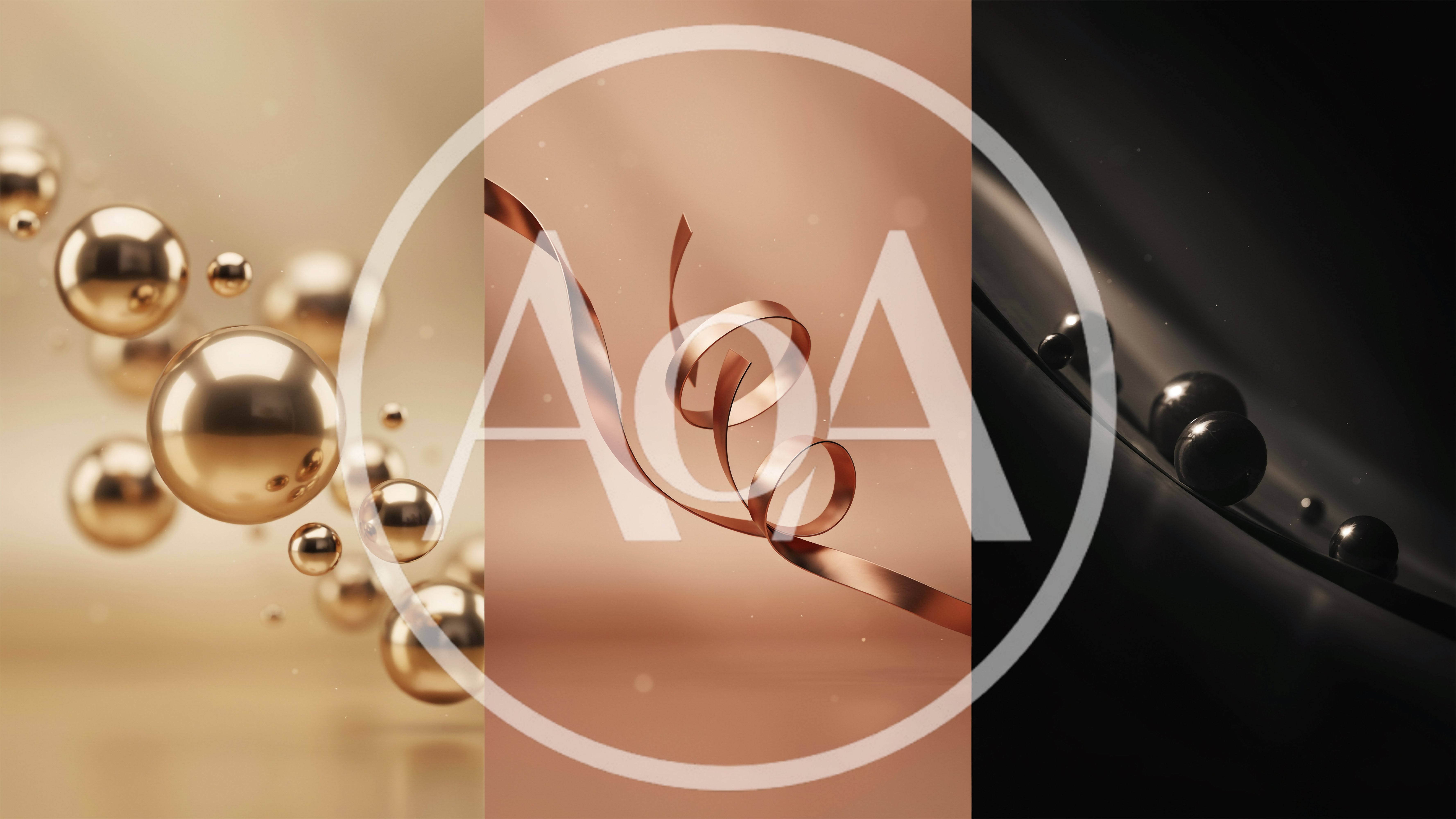 Abstract 3D Renderings of Metallic Spheres and Ribbons