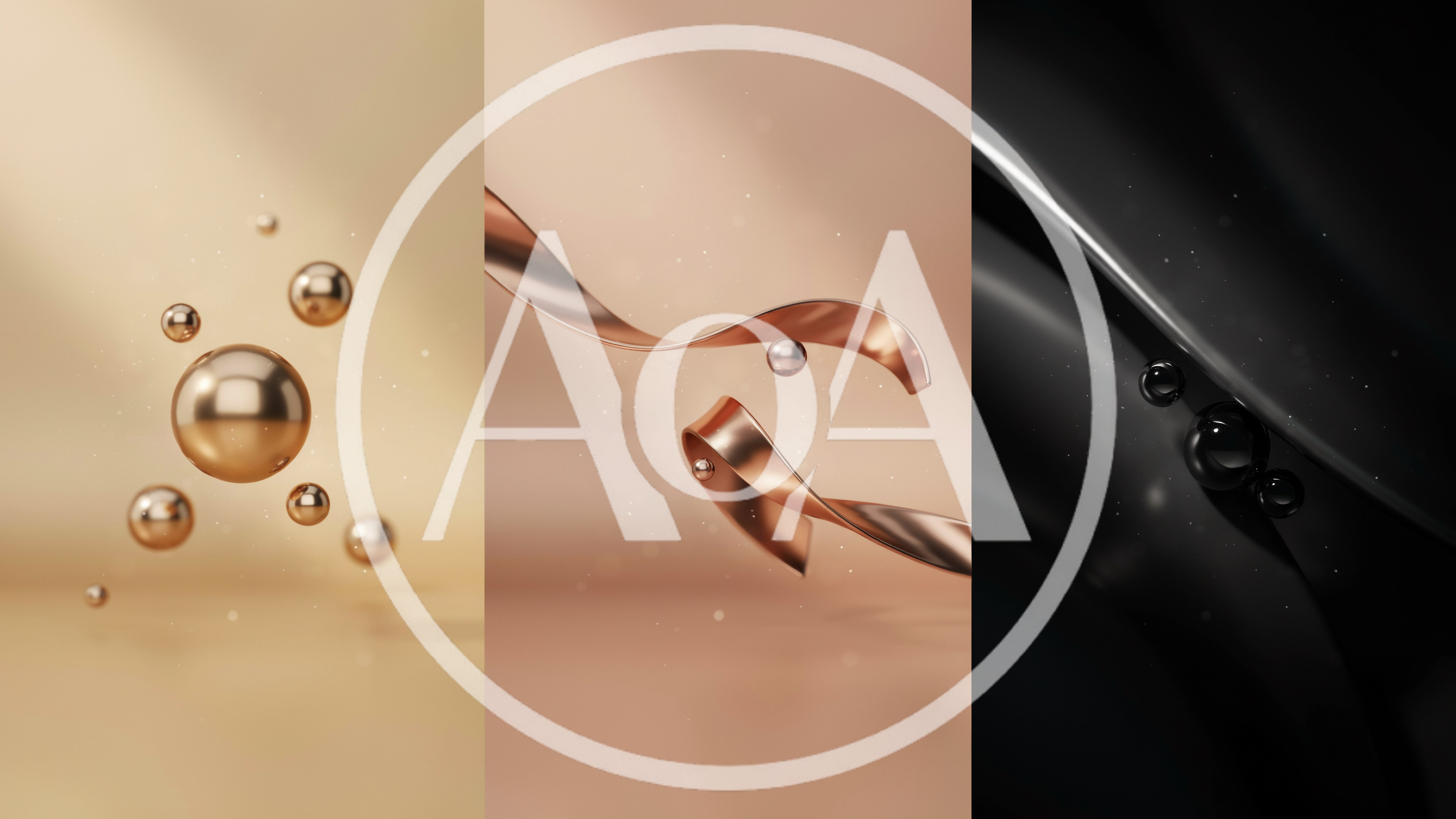 Abstract 3D Renderings With Floating Metallic Spheres And Ribbons