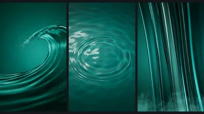 Abstract Teal Water Motion Triptych Background