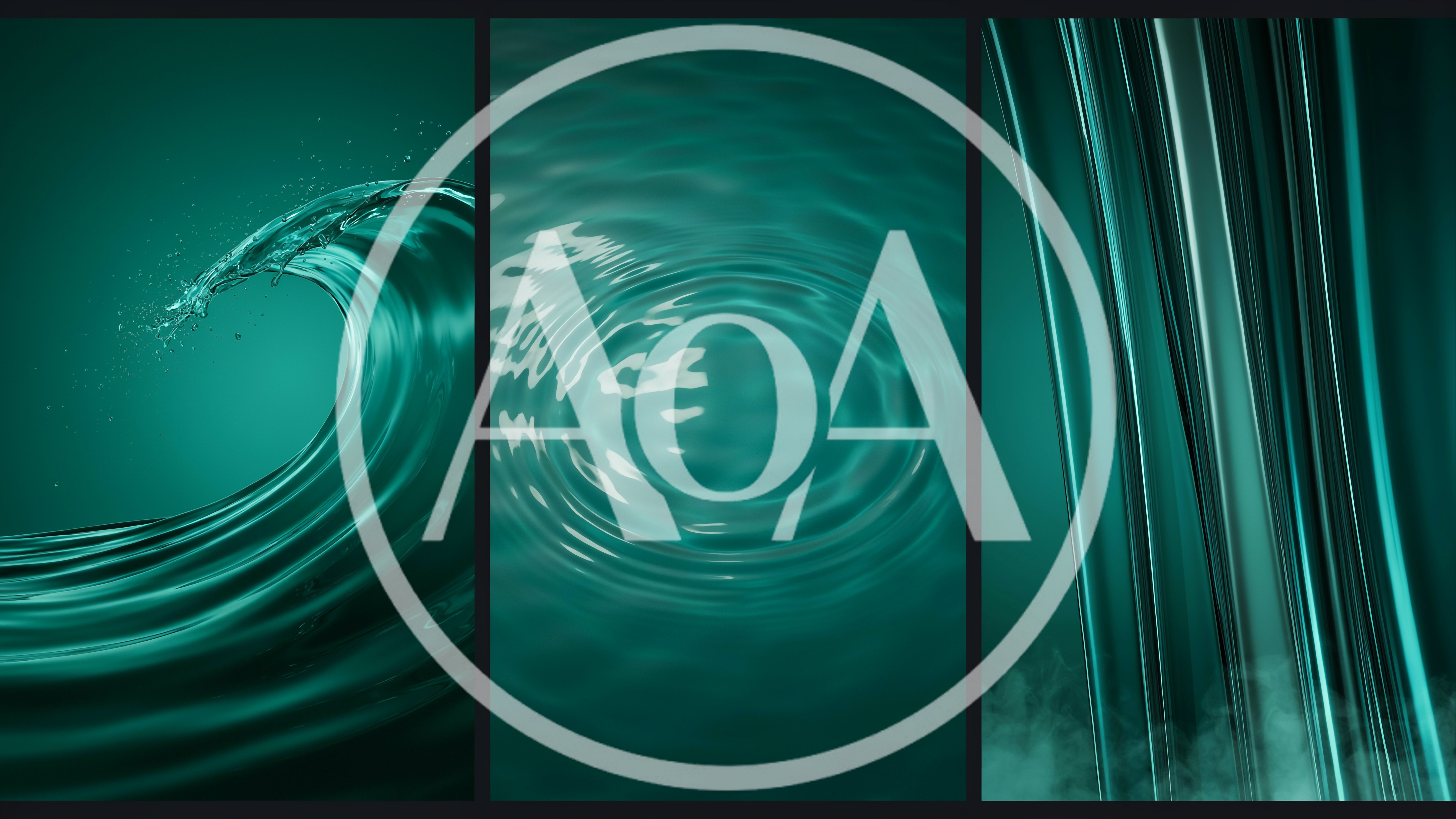 Abstract Teal Water Motion Triptych Background