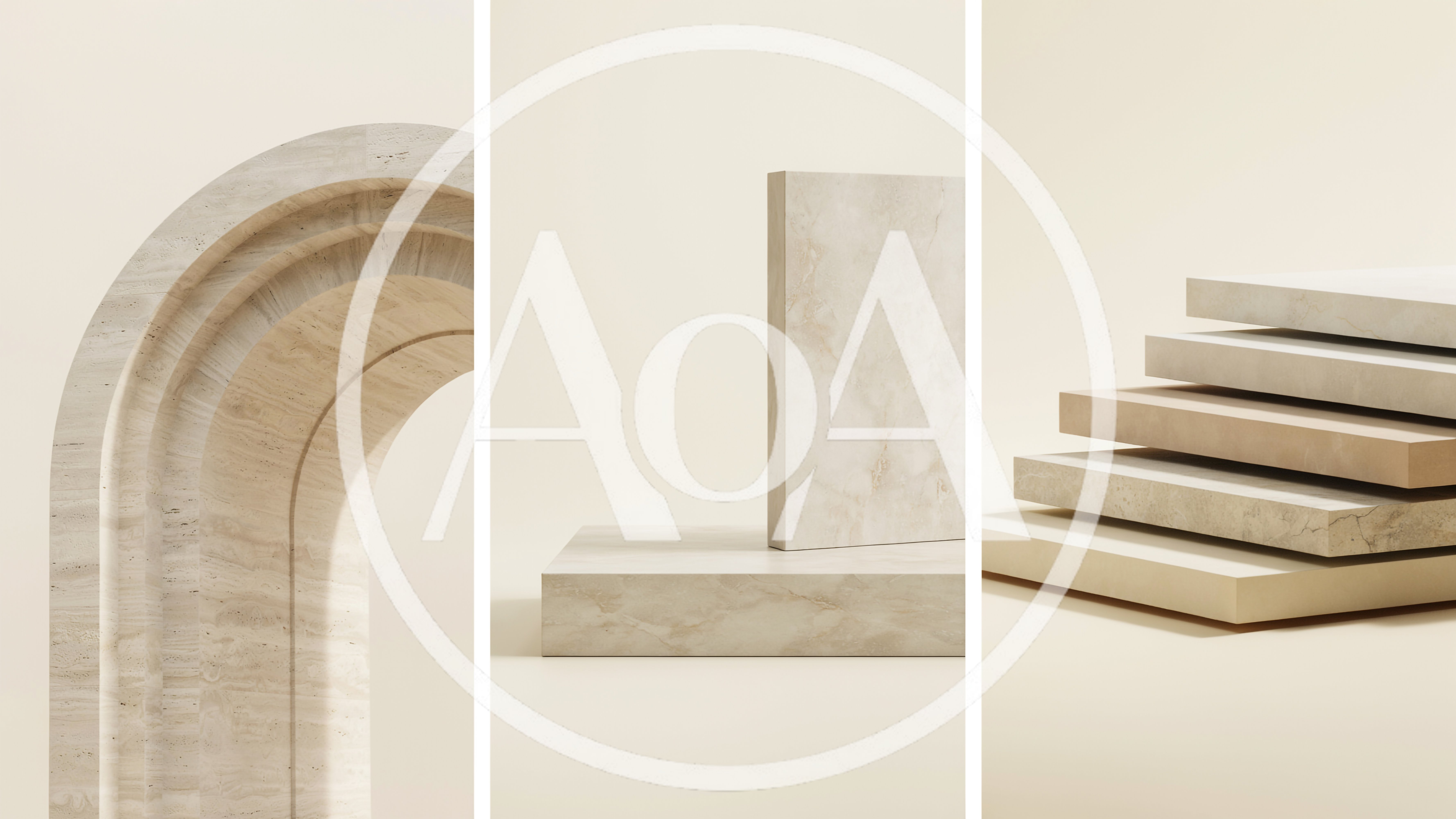 Minimalist Marble Pedestals And Arch For Product Display