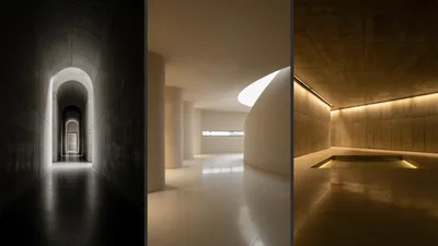 Minimalist Architectural Interiors With Concrete And Curved Walls