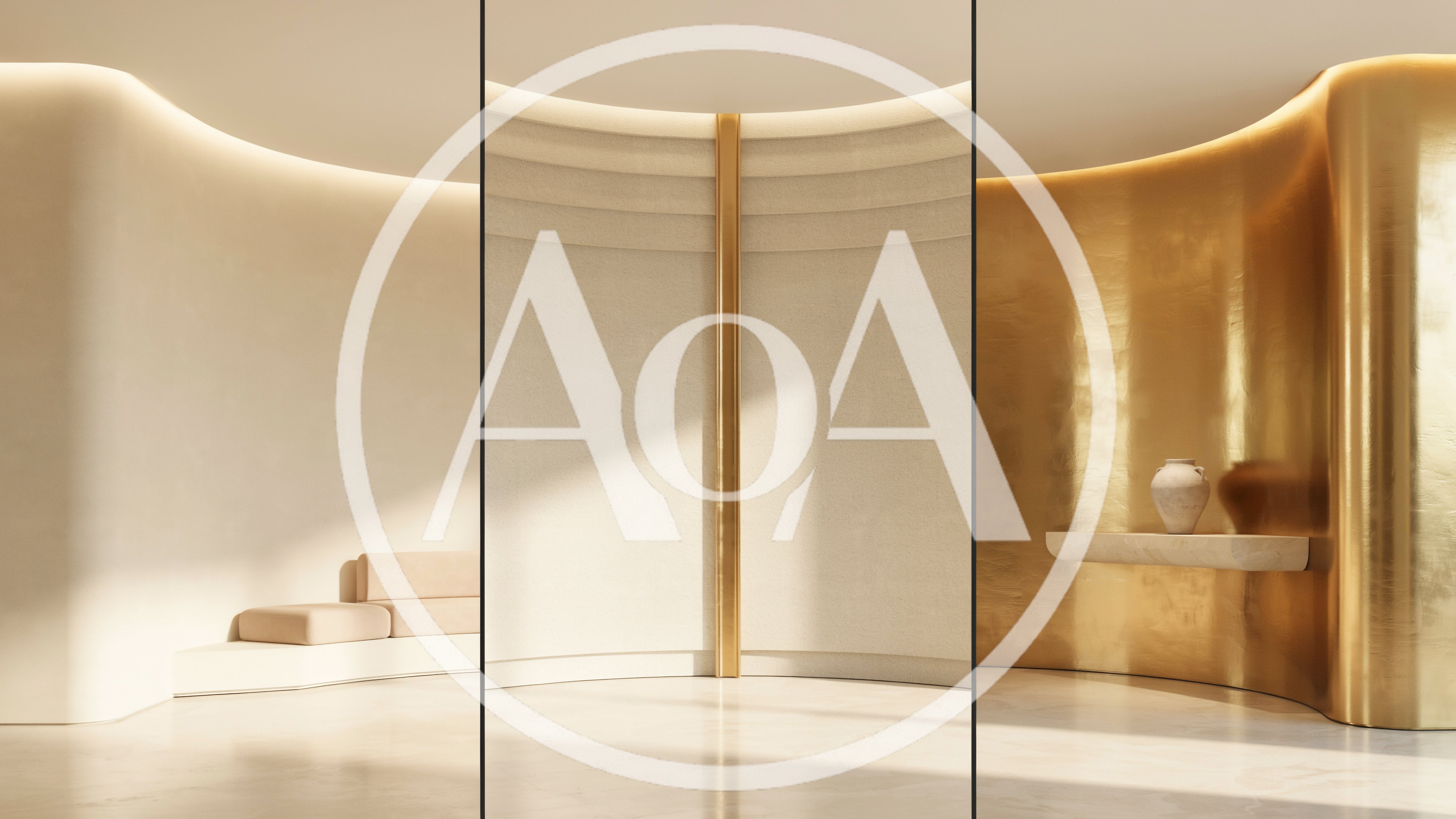 Modern Minimalist Interior Design With Curved Walls And Gold