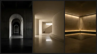 Minimalist Architectural Interior Design Triptych