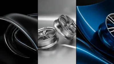 Abstract Automotive Design Concept With Metallic Car Wheels