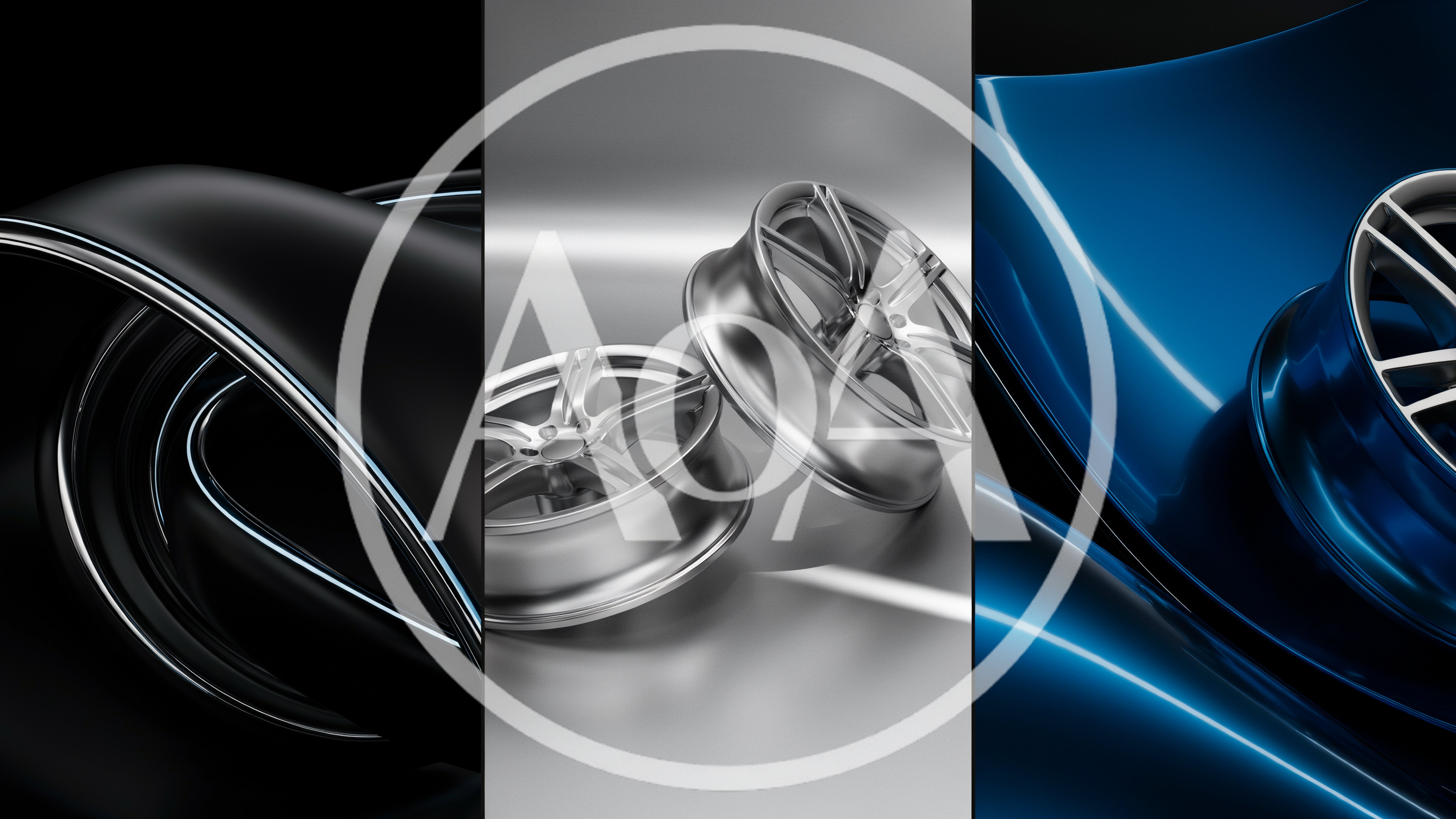 Abstract Automotive Design Concept With Metallic Car Wheels
