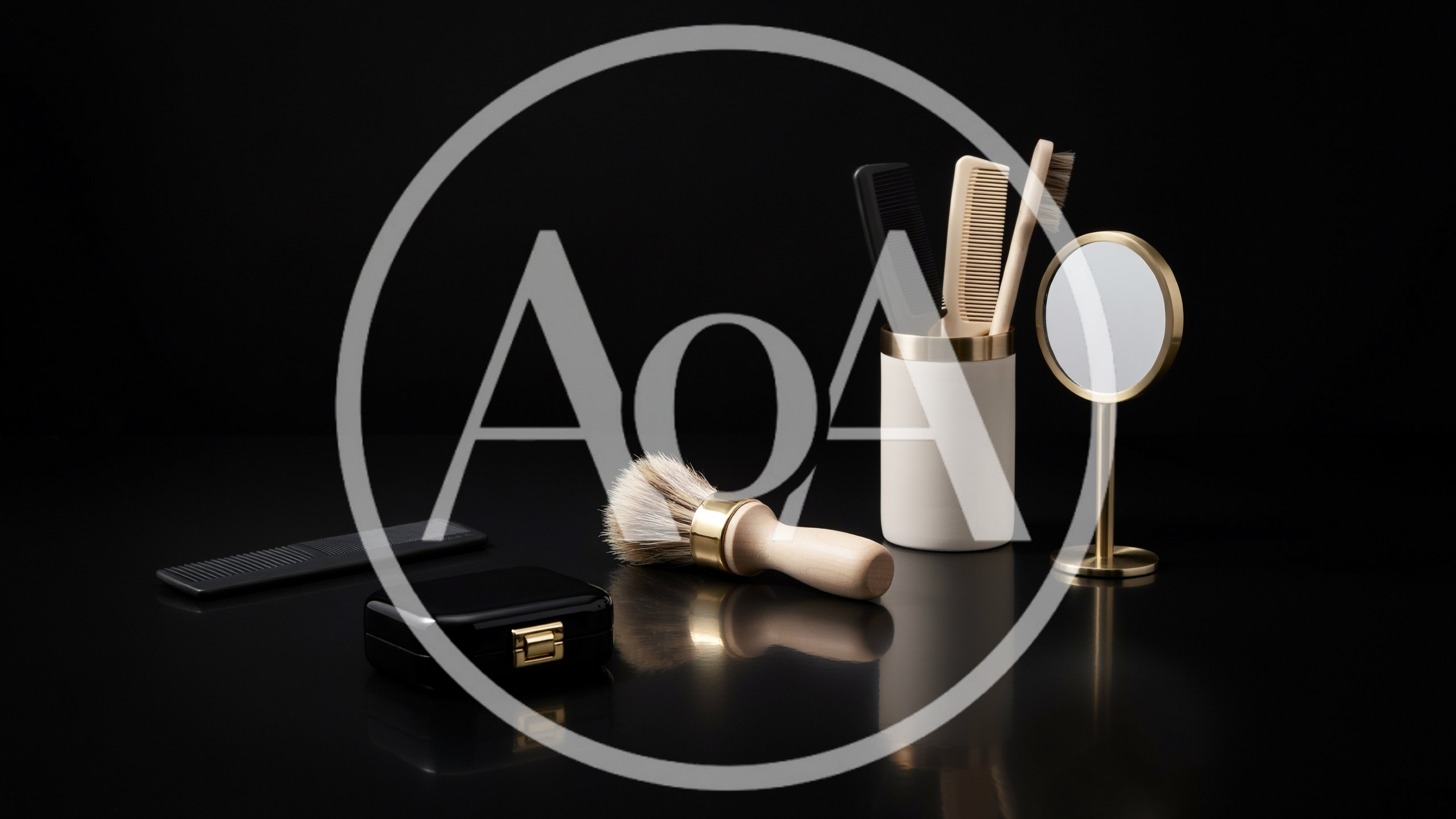 Grooming Accessories Set on Black Background
