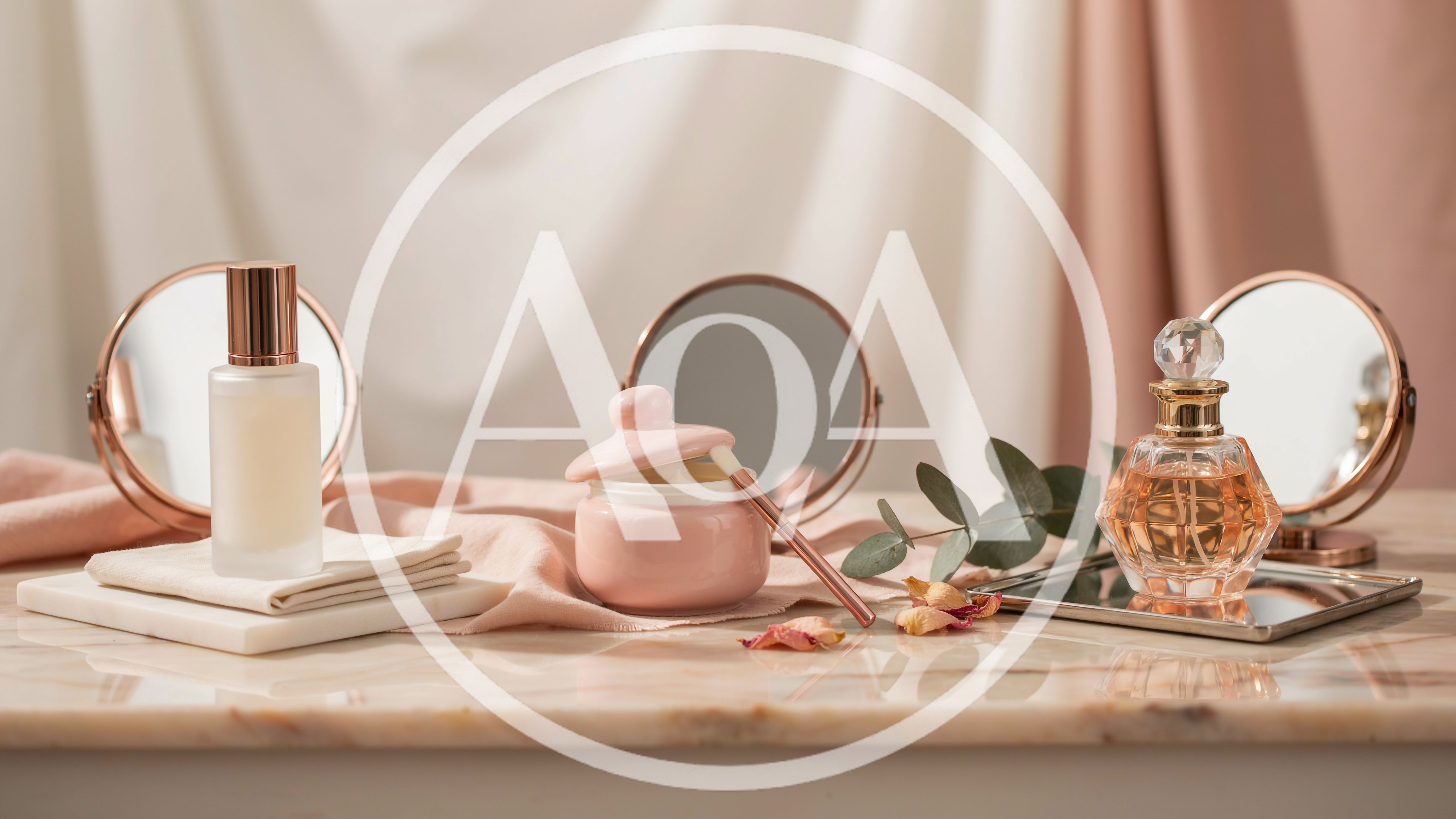 Luxury Skincare Products On Marble Vanity