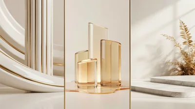 Minimalist Product Display With Glass Pedestals And Marble