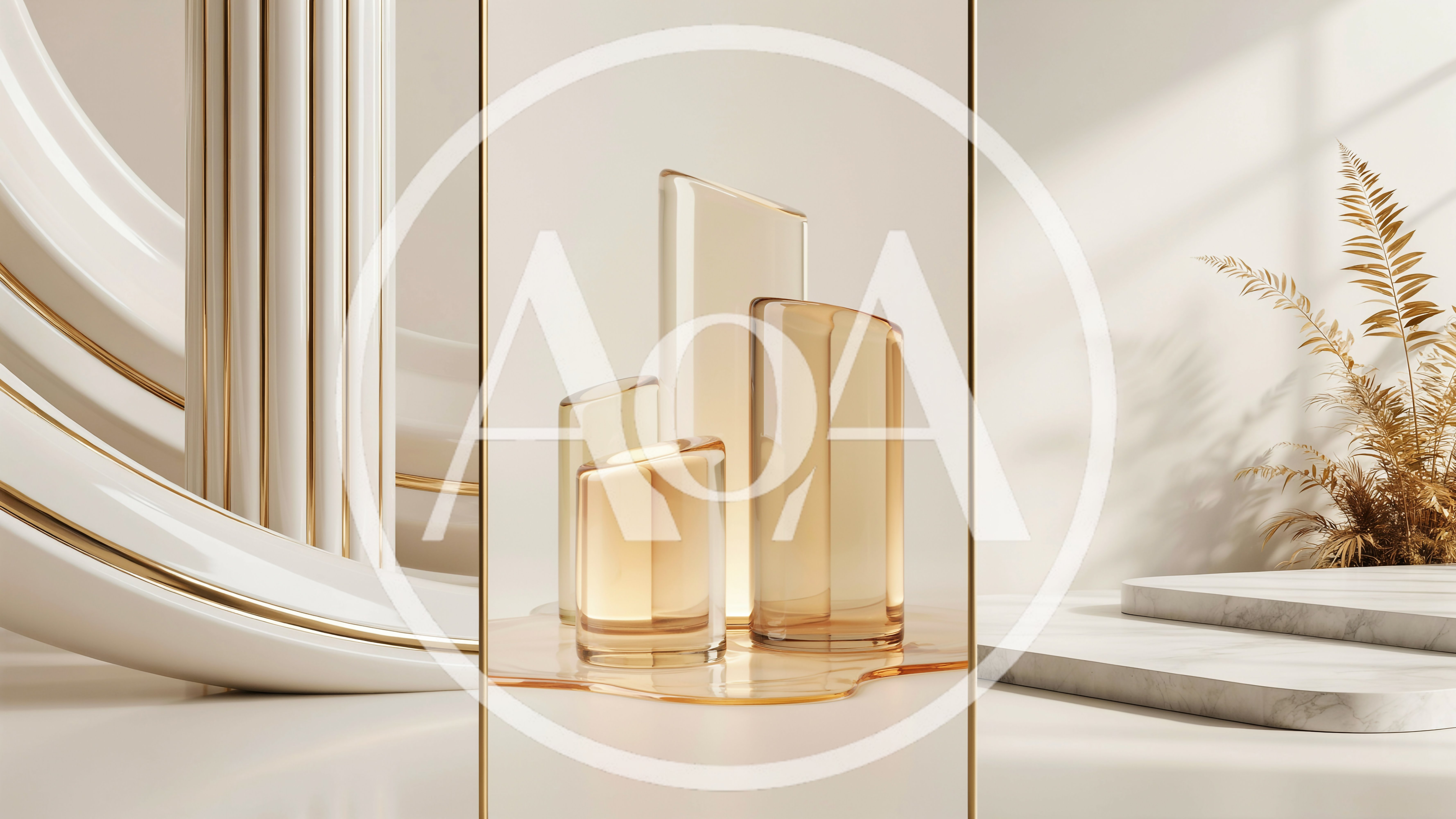 Minimalist Product Display With Glass Pedestals And Marble