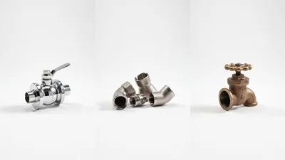 Assorted Industrial Plumbing Valves and Pipe Fittings