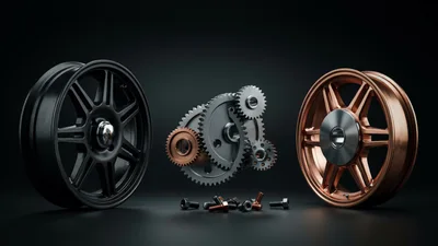 Automotive Wheel Rims And Mechanical Gear Assembly