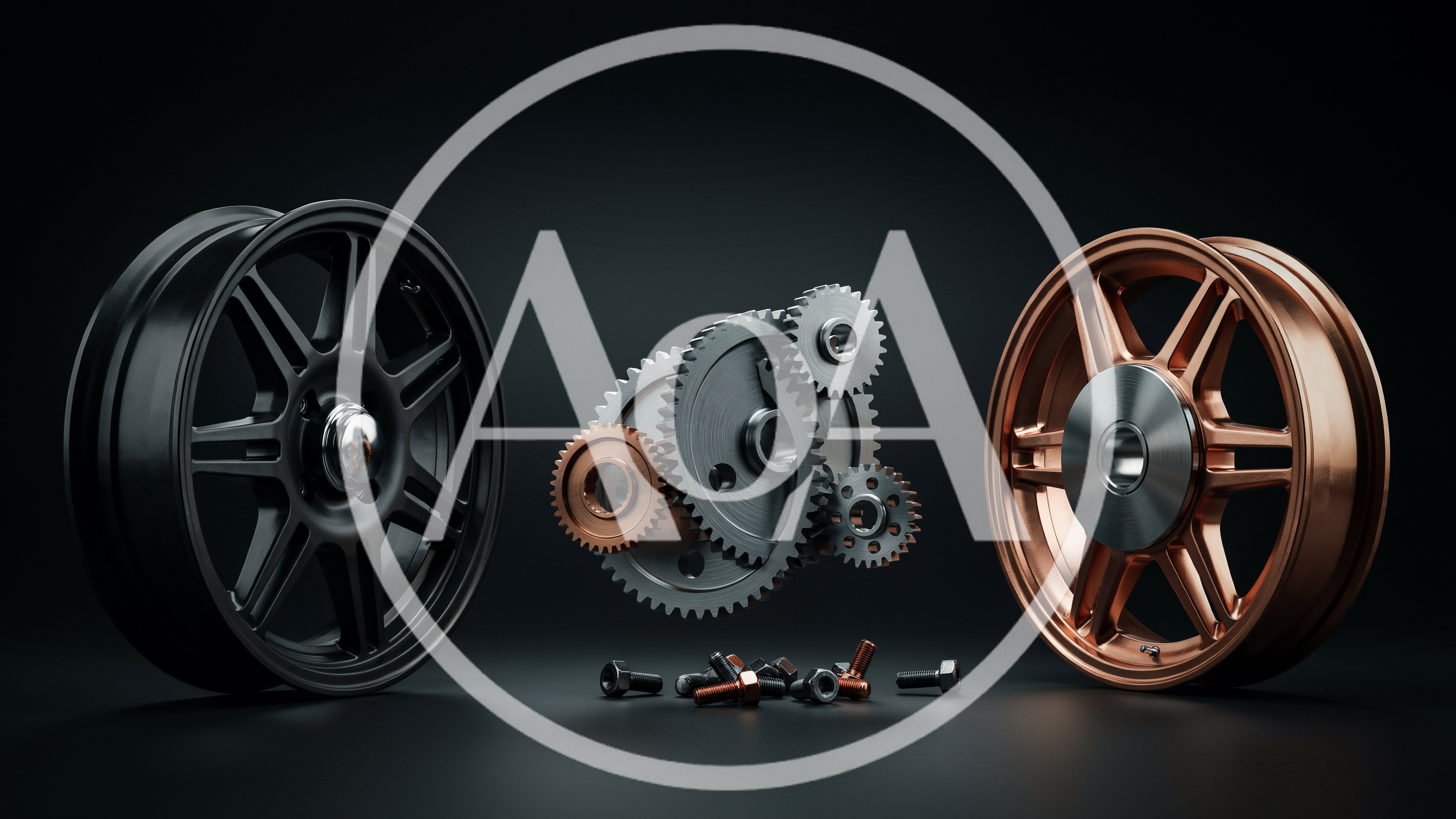 Automotive Wheel Rims And Mechanical Gear Assembly