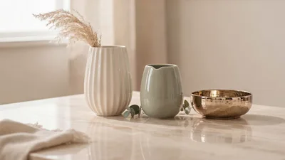 Minimalist Tabletop Decor With Vases And Bowl