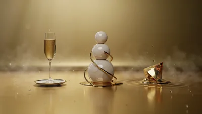 Abstract Luxury Still Life With Champagne And Geometric Shapes