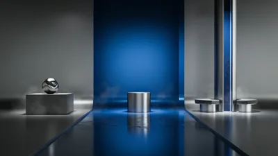 Minimalist Product Display Stage With Metallic Elements