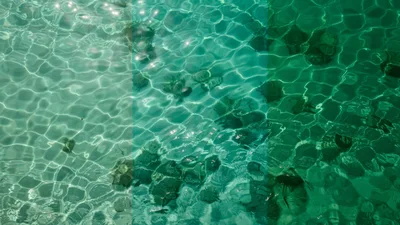 Clear Turquoise Water With Ripples And Submerged Rocks
