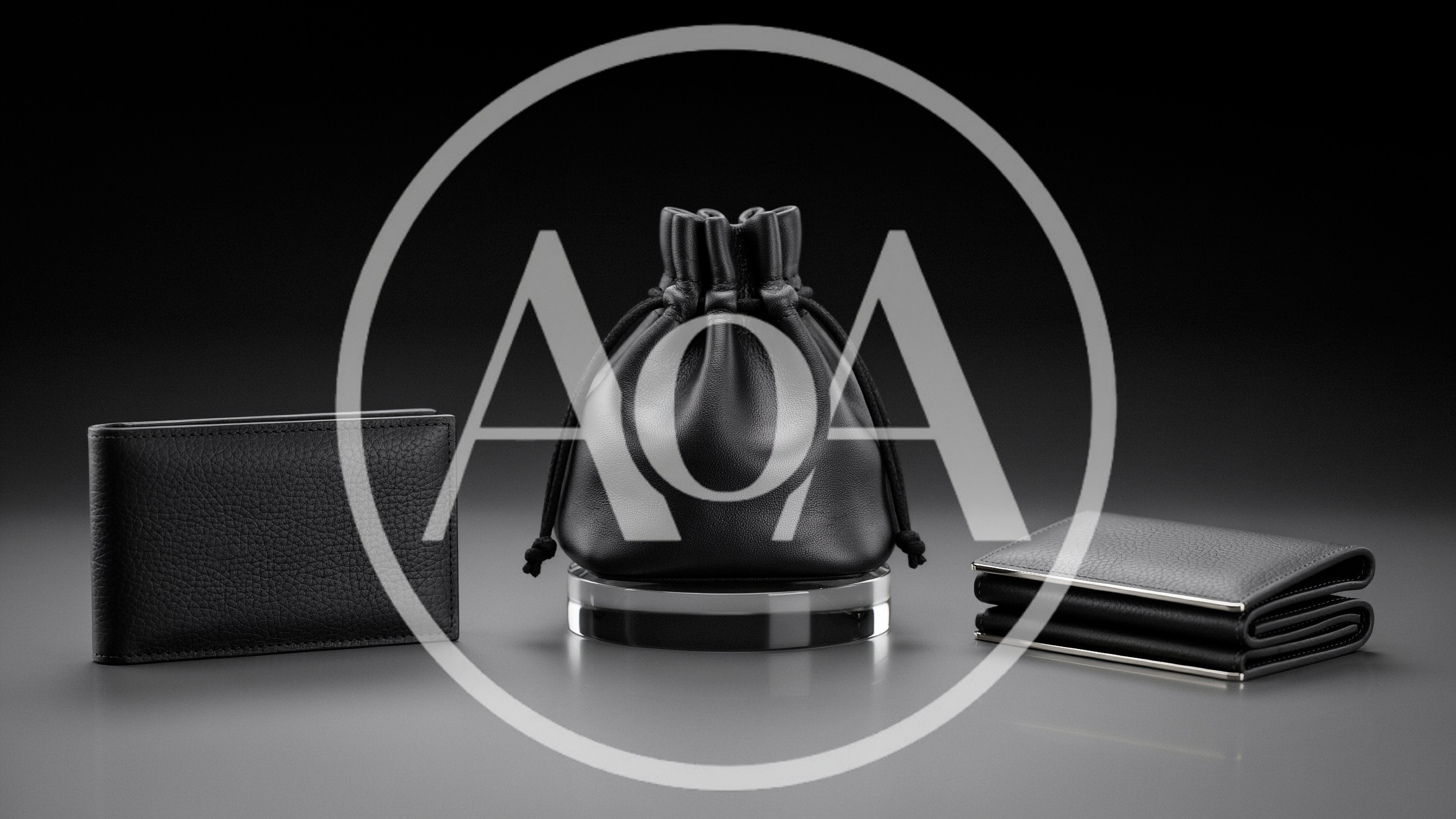 Luxury Leather Accessories Set On Dark Background