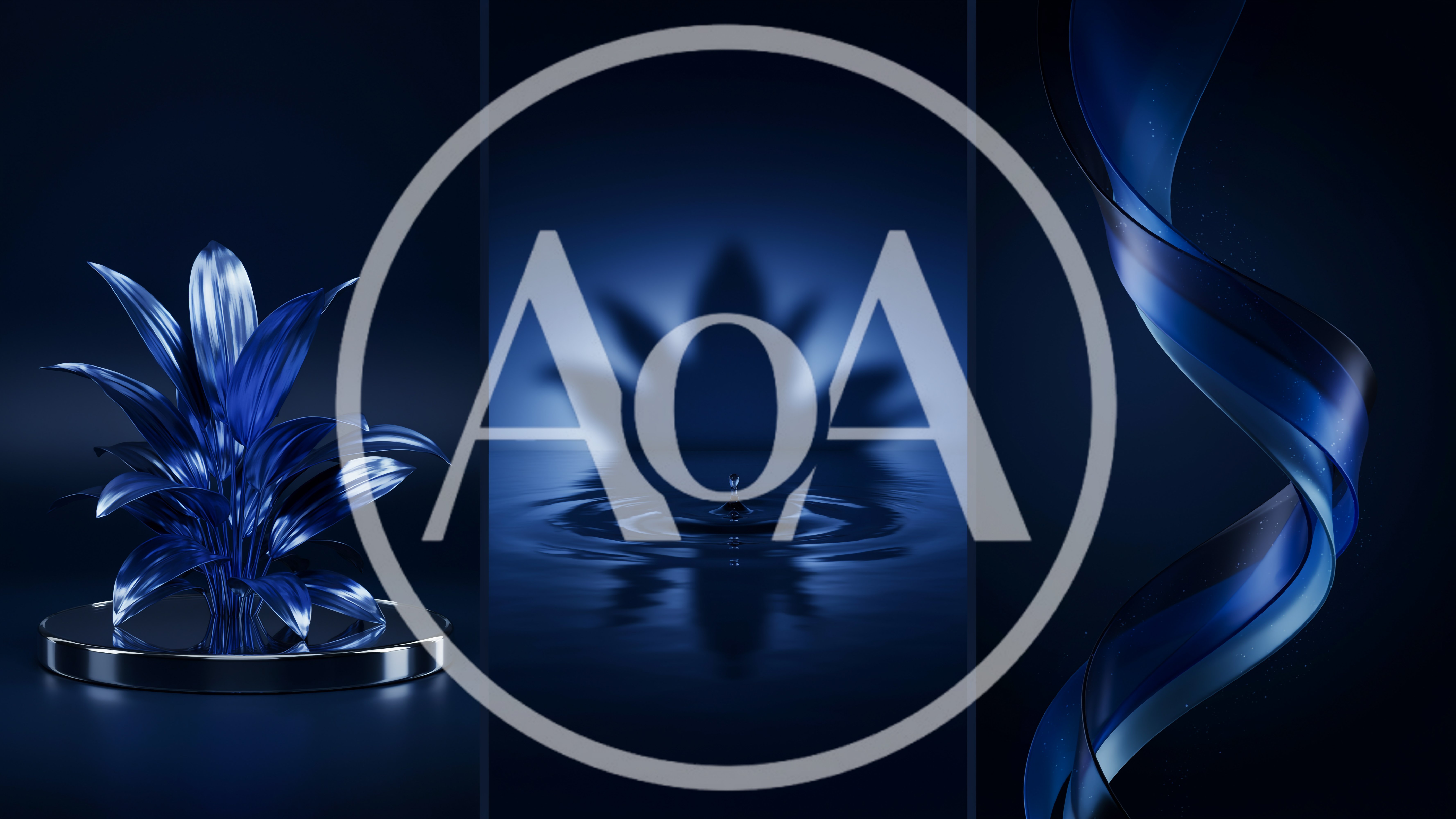 Abstract Blue Botanical And Water Ripple Composition