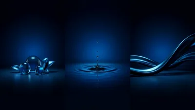 Abstract Blue Liquid And Glass Sphere Composition