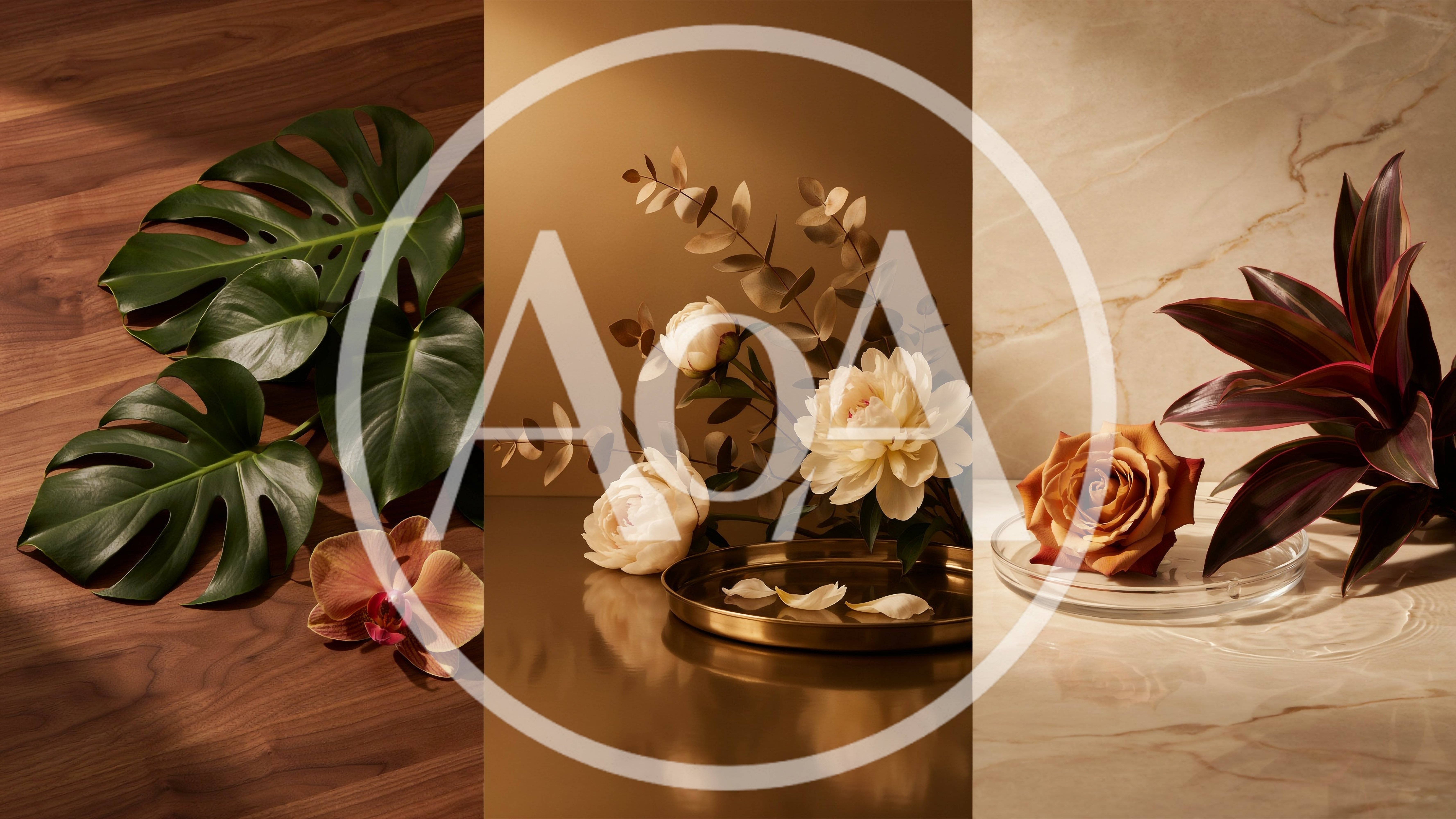 Triptych Of Elegant Floral Still Life Compositions