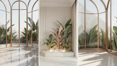 Modern Minimalist Interior With Indoor Tropical Garden