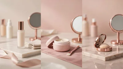 Luxury Skincare Products Displayed on Marble Surfaces