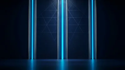 Futuristic Dark Studio Background With Glowing Blue Neon Lights