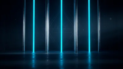 Abstract Neon Light Pillars In Dark Futuristic Setting