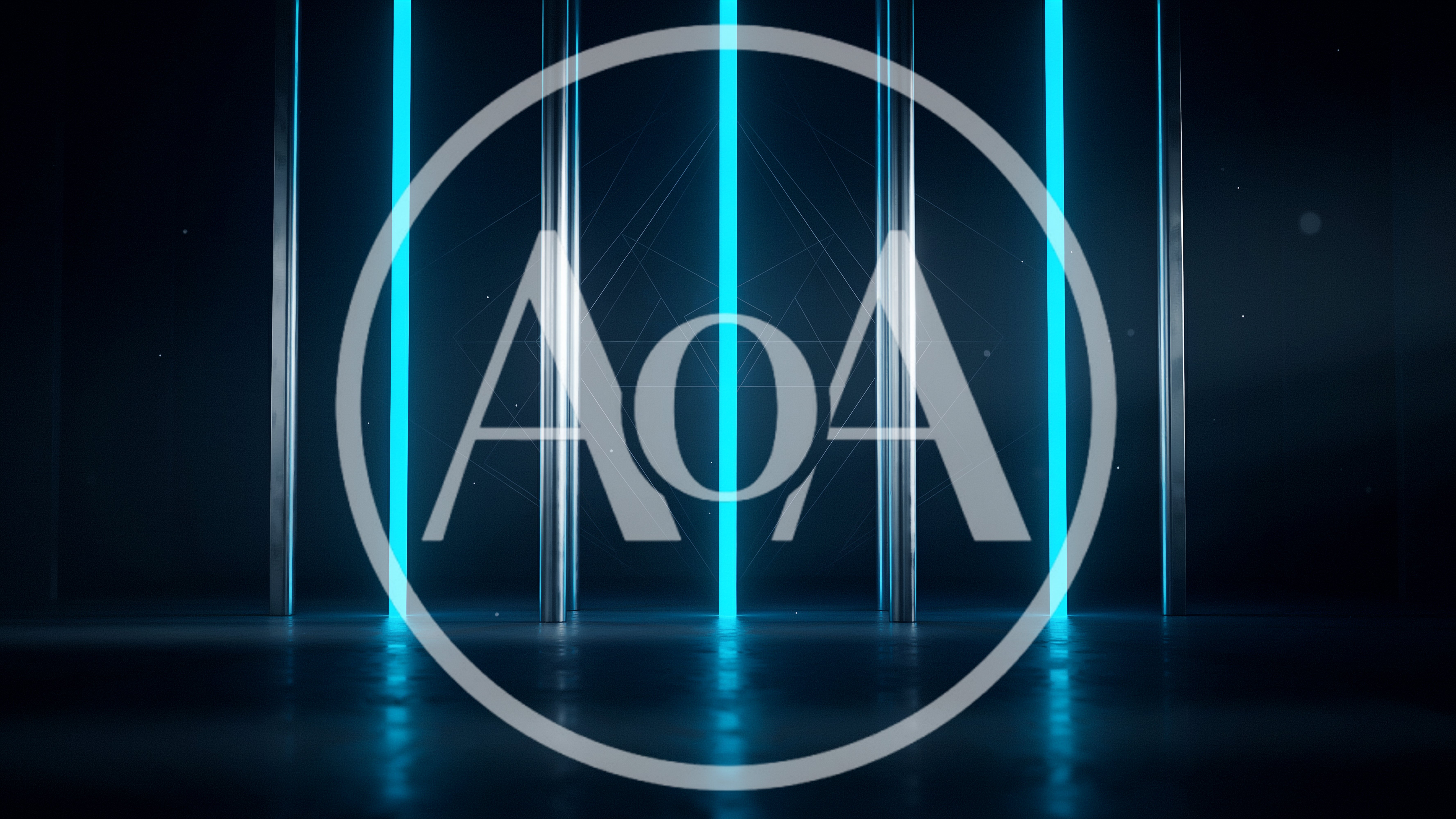 Abstract Neon Light Pillars In Dark Futuristic Setting