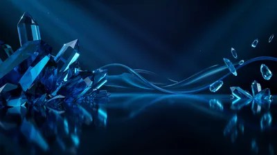 Abstract Blue Crystal Cluster With Floating Gemstones