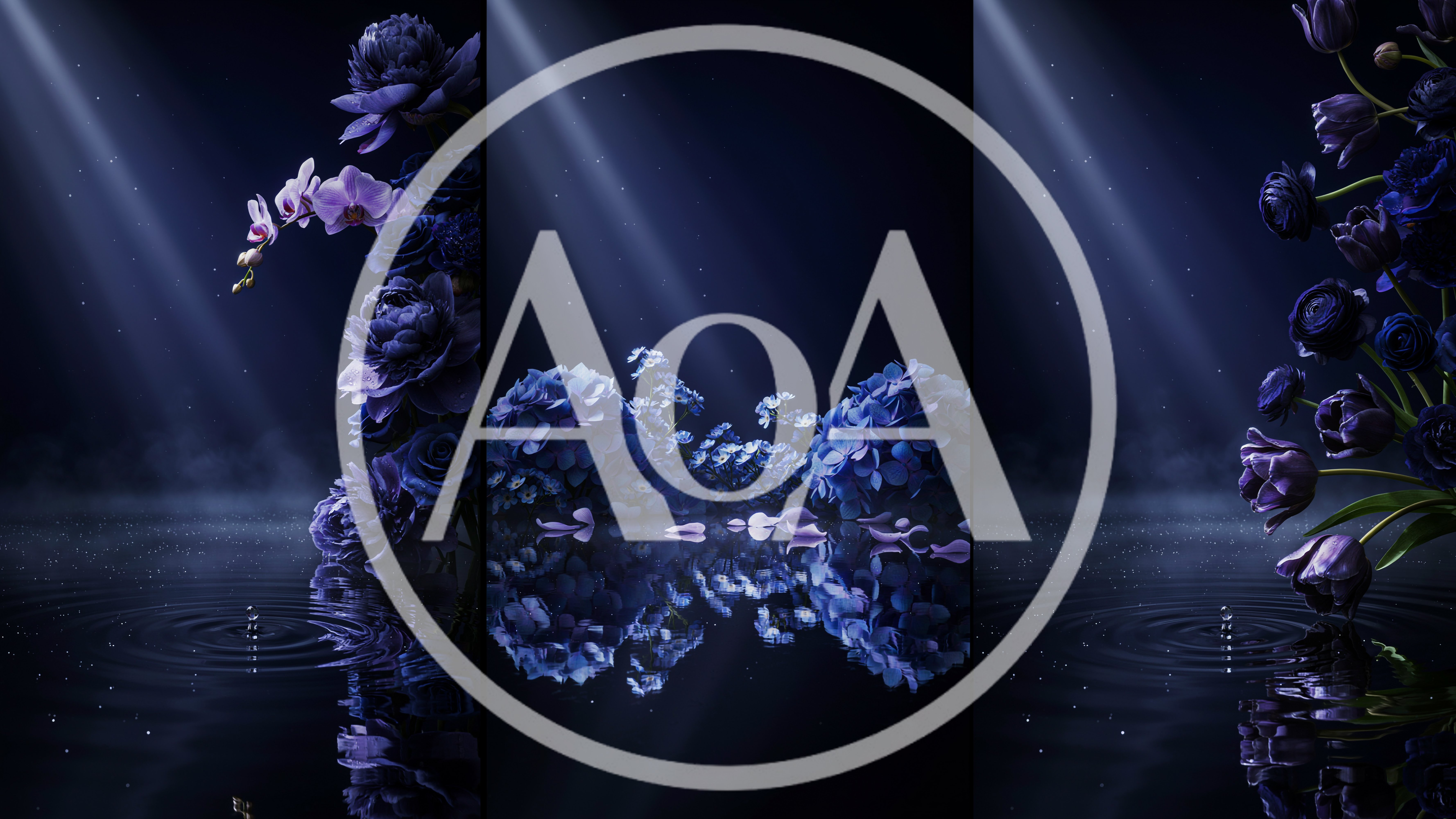 Dark Blue Floral Arrangement With Water Reflections