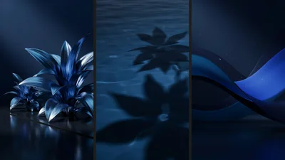 Abstract Blue Botanical And Fluid Wave Digital Art
