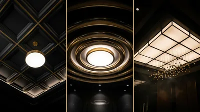 Modern Luxury Ceiling Lighting Designs In Dark Interiors