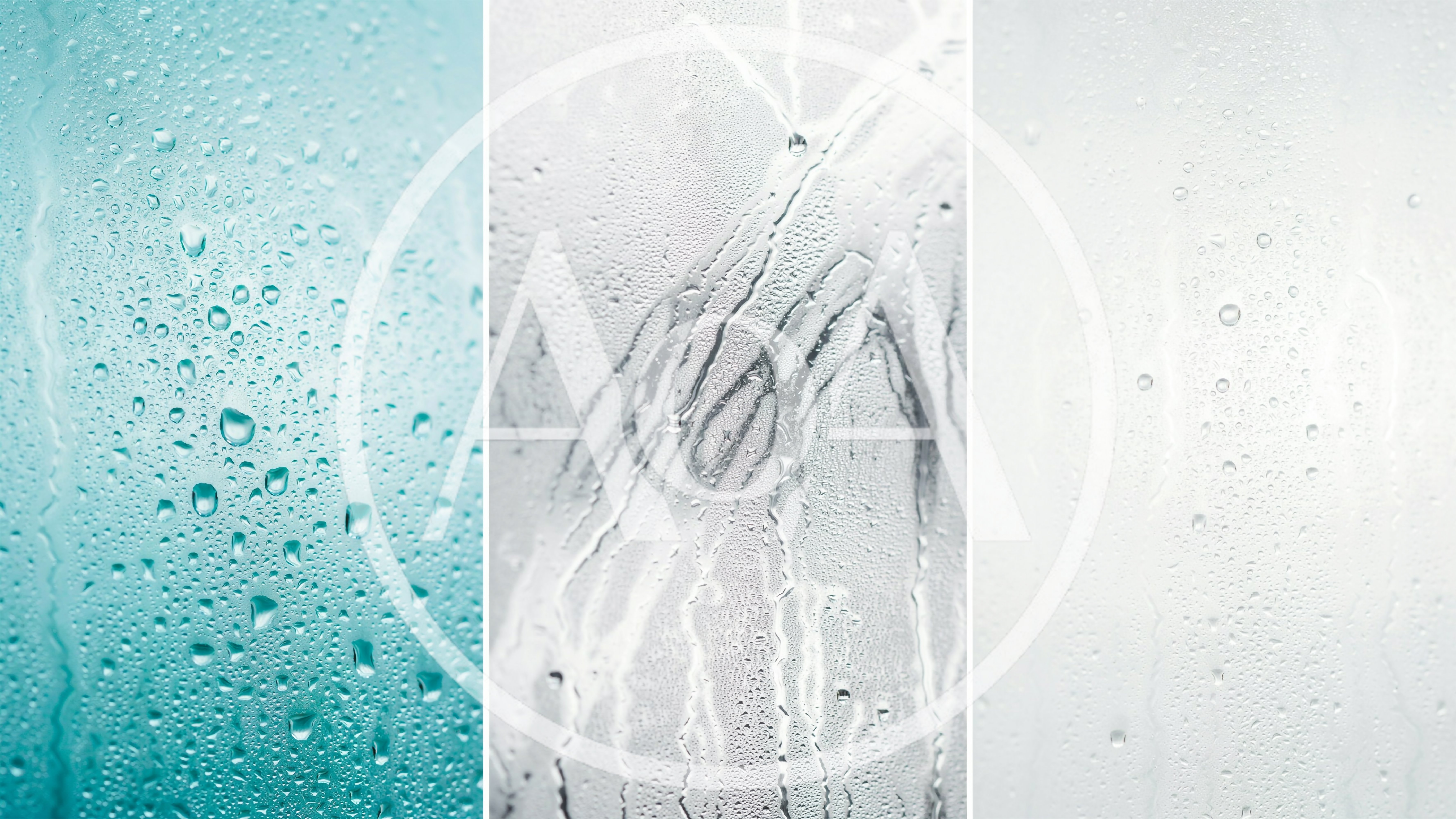 Three Panels Of Water Droplets On Glass