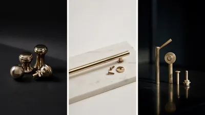 Collection Of Modern Brass Cabinet Hardware And Fixtures