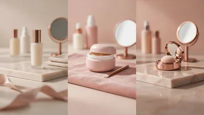 Luxury Skincare and Cosmetic Products Display