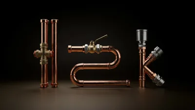 Copper Pipe Typography Spelling H2K