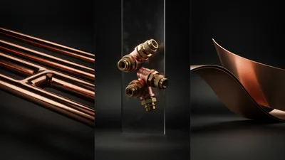 Abstract Copper Industrial Components And Metallic Sheets