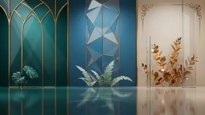 Luxury Product Display Podium With Geometric Gold Accents
