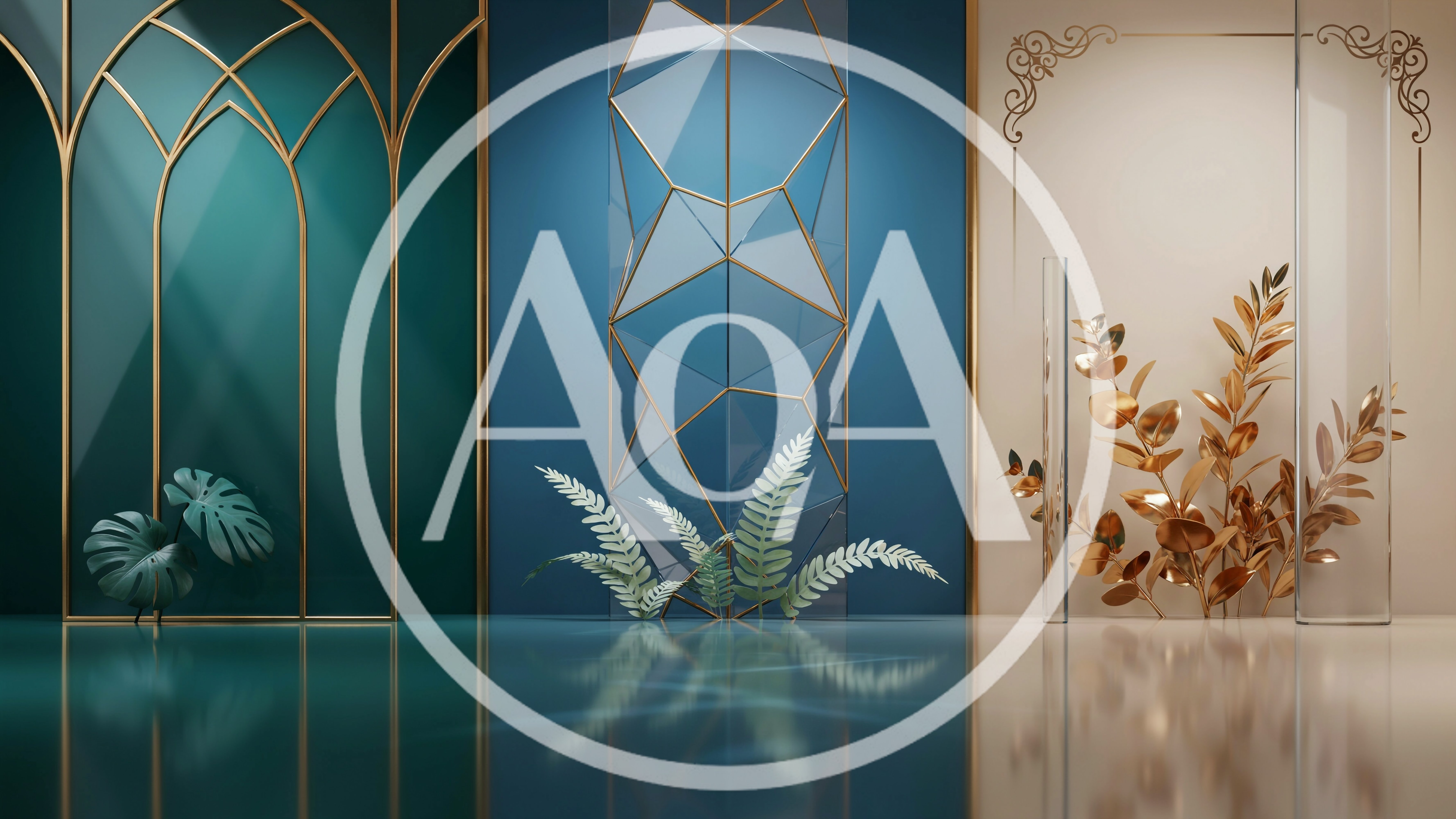 Luxury Product Display Podium With Geometric Gold Accents