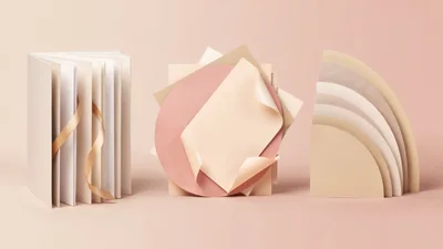 Minimalist Paper Art Composition With Book And Shapes