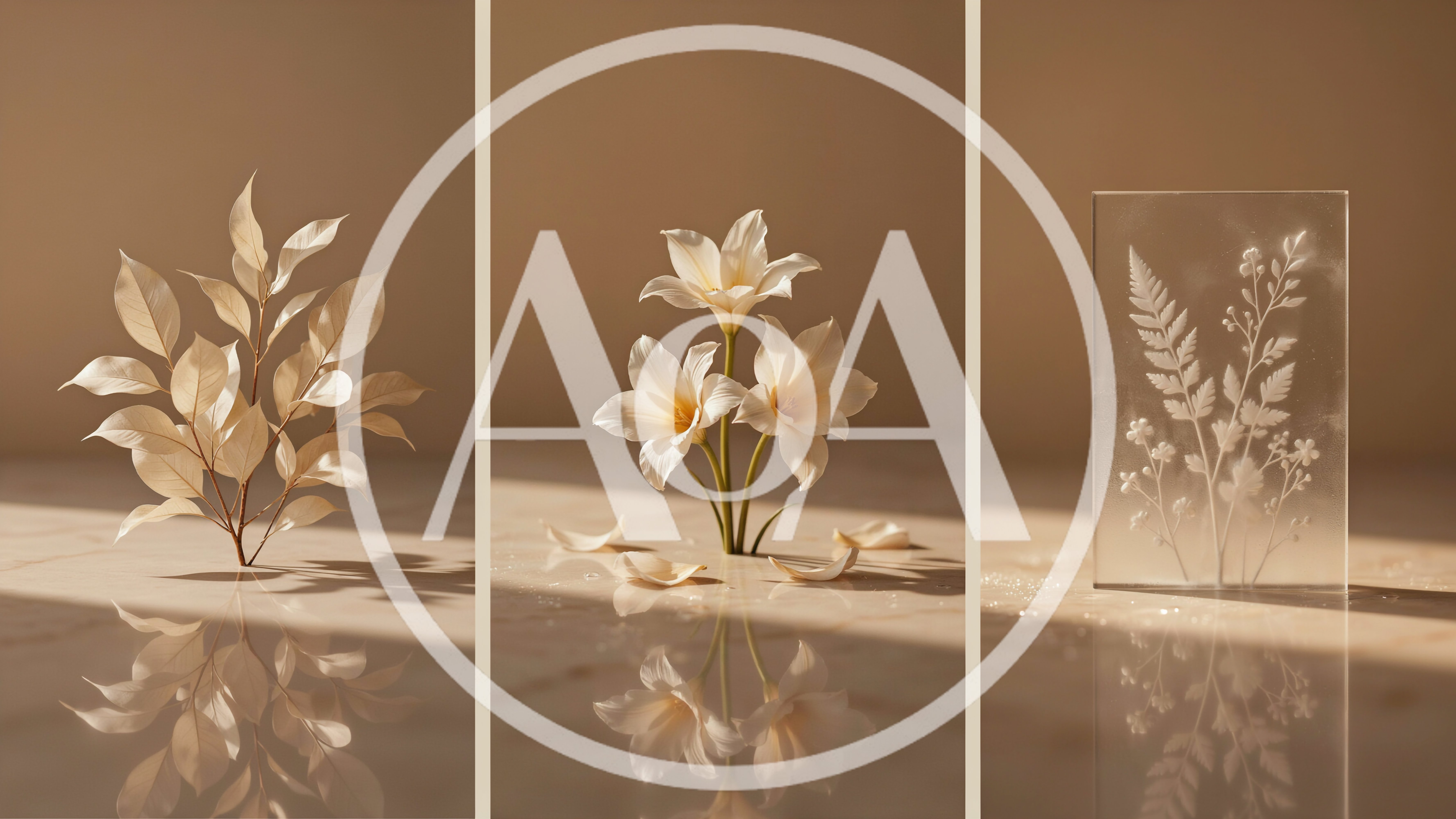 Minimalist Botanical Still Life Triptych With Soft Lighting