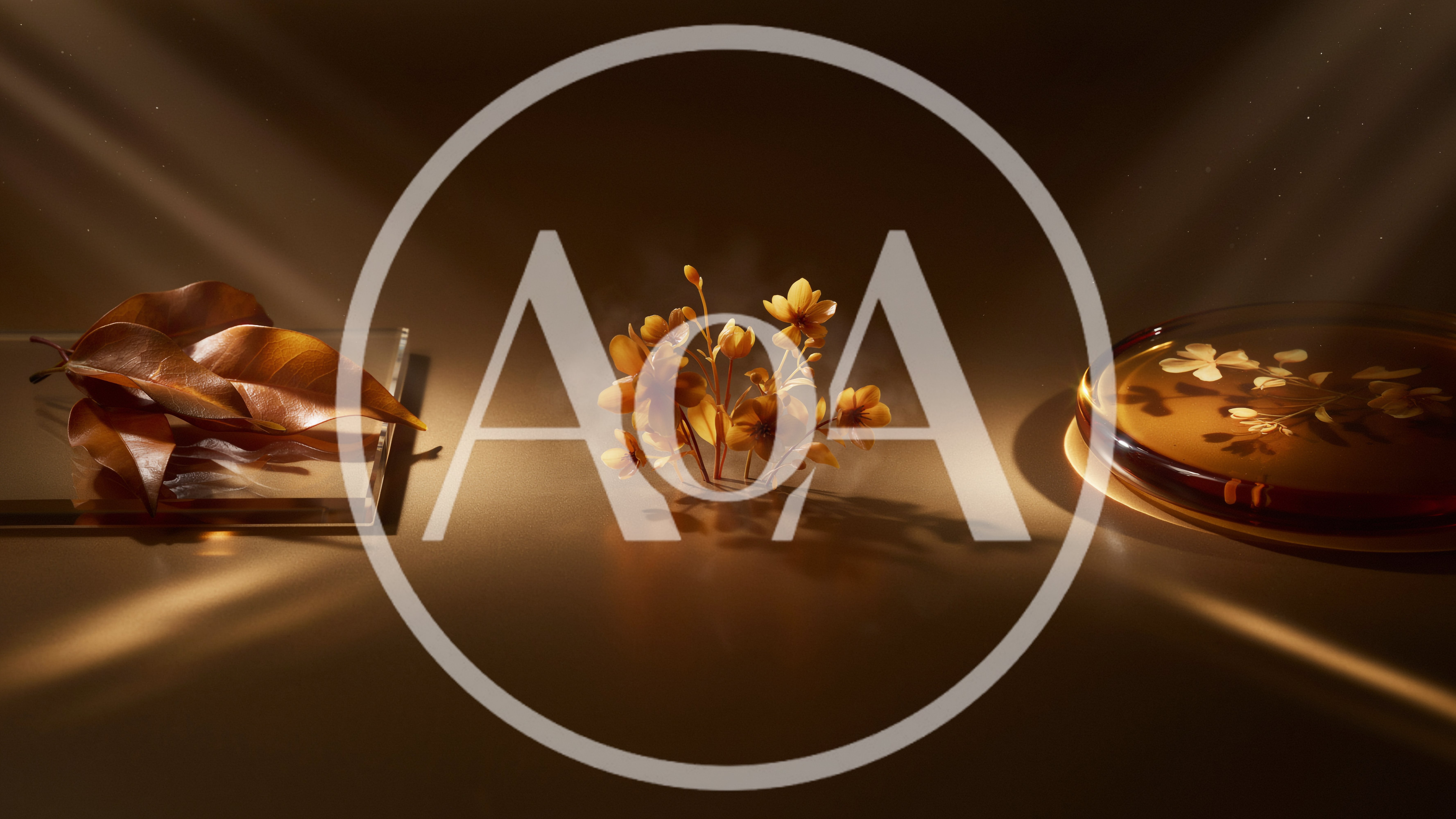 Minimalist Still Life With Golden Flowers And Leaves