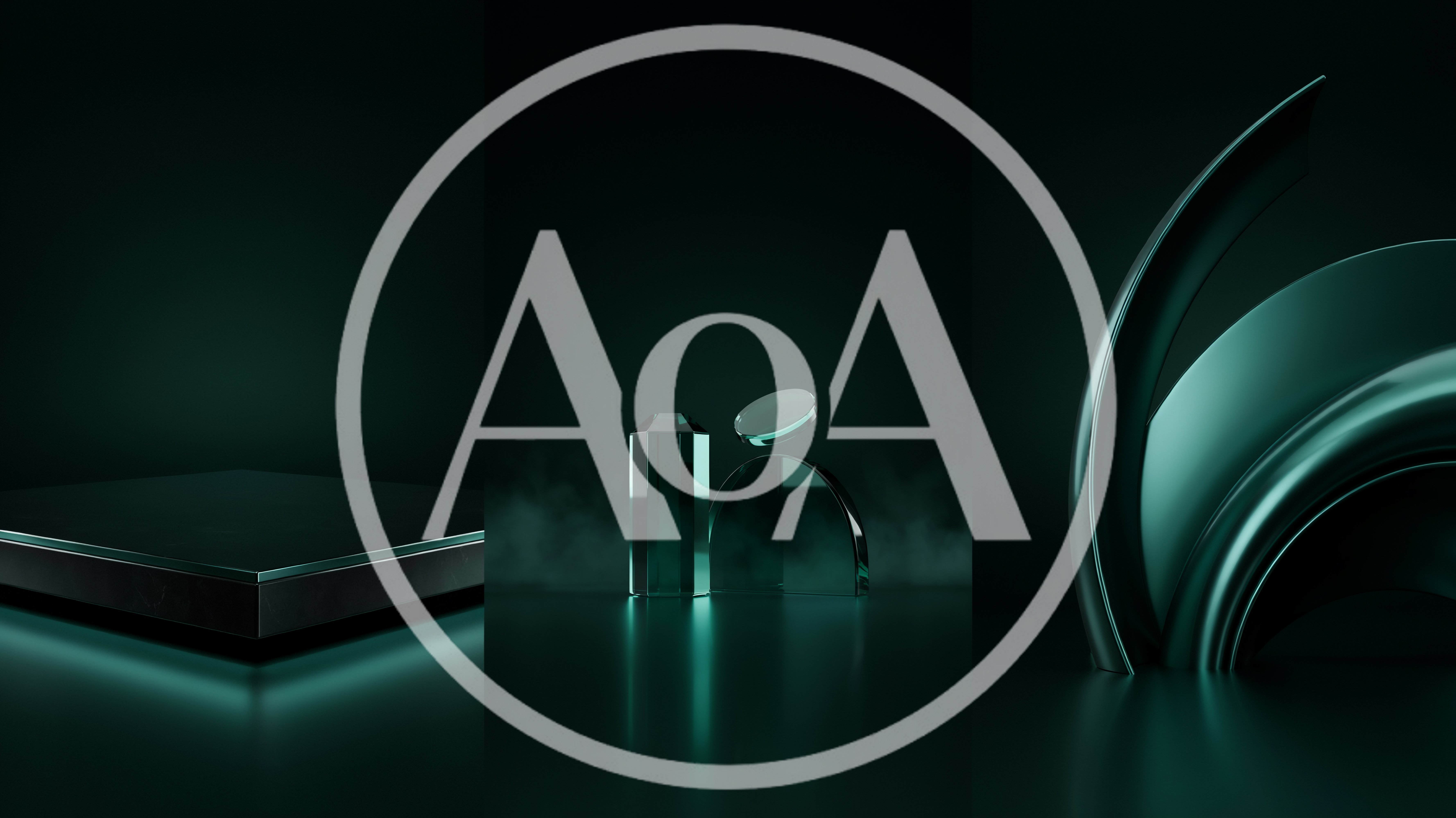Abstract Dark Green Geometric 3D Product Display Backgrounds