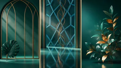 Abstract Luxury Interior Background With Golden Accents